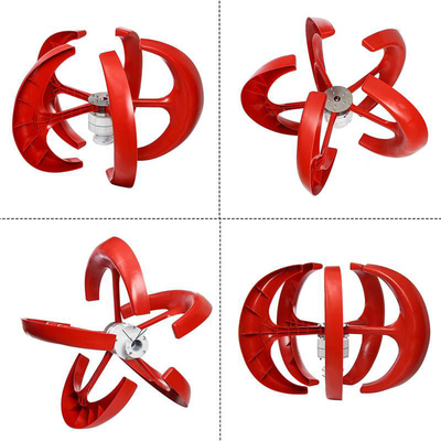 Roof Installation Red Lantern Wind Turbine 100W 24V Curved Blade Design
